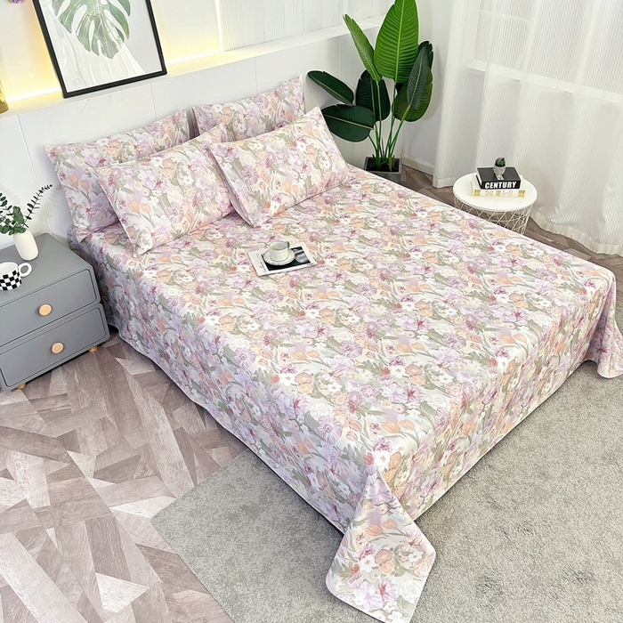 91家纺网 家纺一手货源 找家纺 伊而梦蚊帐 2025新款原棉老粗布床单 满庭芳