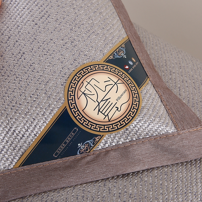 91家纺网 家纺一手货源 找家纺 小牛席业 2025新款A夏凉枕套系列 角标冰藤凉枕套（银灰）