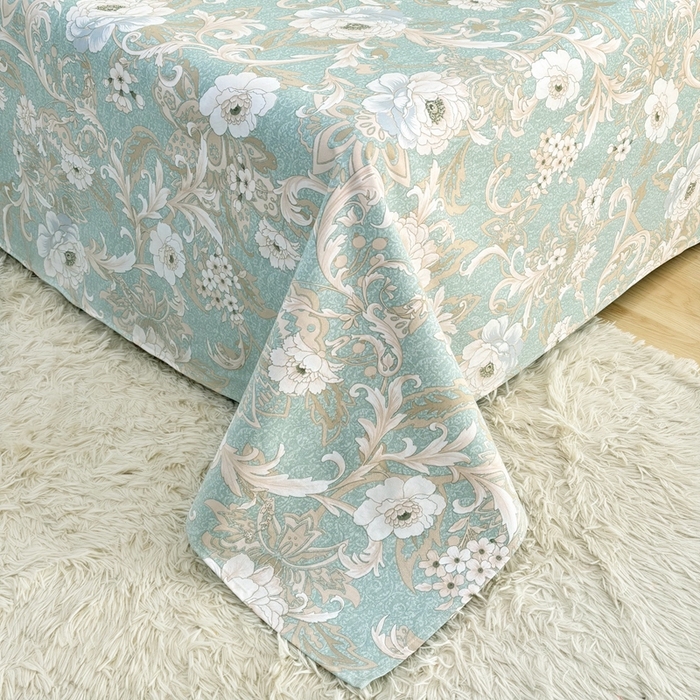 91家纺网 家纺一手货源 找家纺 伊而梦蚊帐 2025新款A类老粗布抗菌床单 四时花-绿