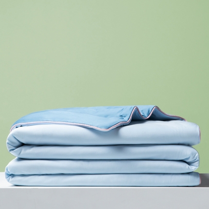 91家纺网 家纺一手货源 找家纺 吾诺 2025 针织棉夏被双拼色大豆夏被子被芯夏凉被空调被 浅兰-宝蓝