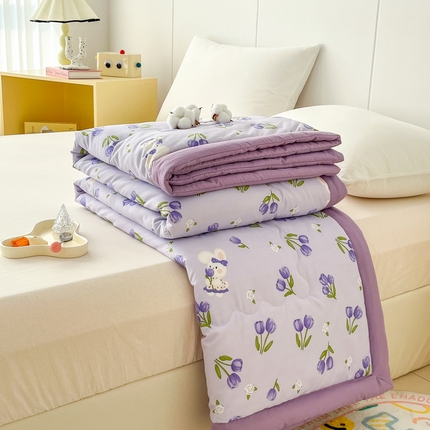 爱宝被业 2025新款亲肤棉印花100%新疆棉花夏被空调被 郁金香