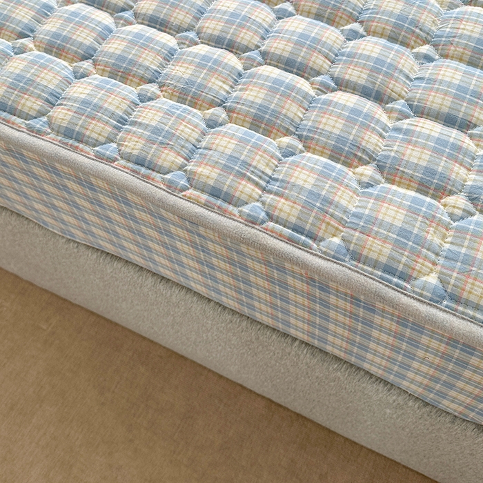 91家纺网 家纺一手货源 找家纺 铭成家纺 2025新款A类亲肤纯棉加厚床笠 简兮蓝