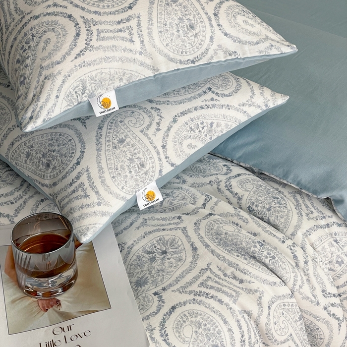 91家纺网 家纺一手货源 找家纺 慕晨 2025新款全棉双层纱四件套莱赛尔夏被莱赛尔夏被四件套天丝夏凉被直播 叶之岭