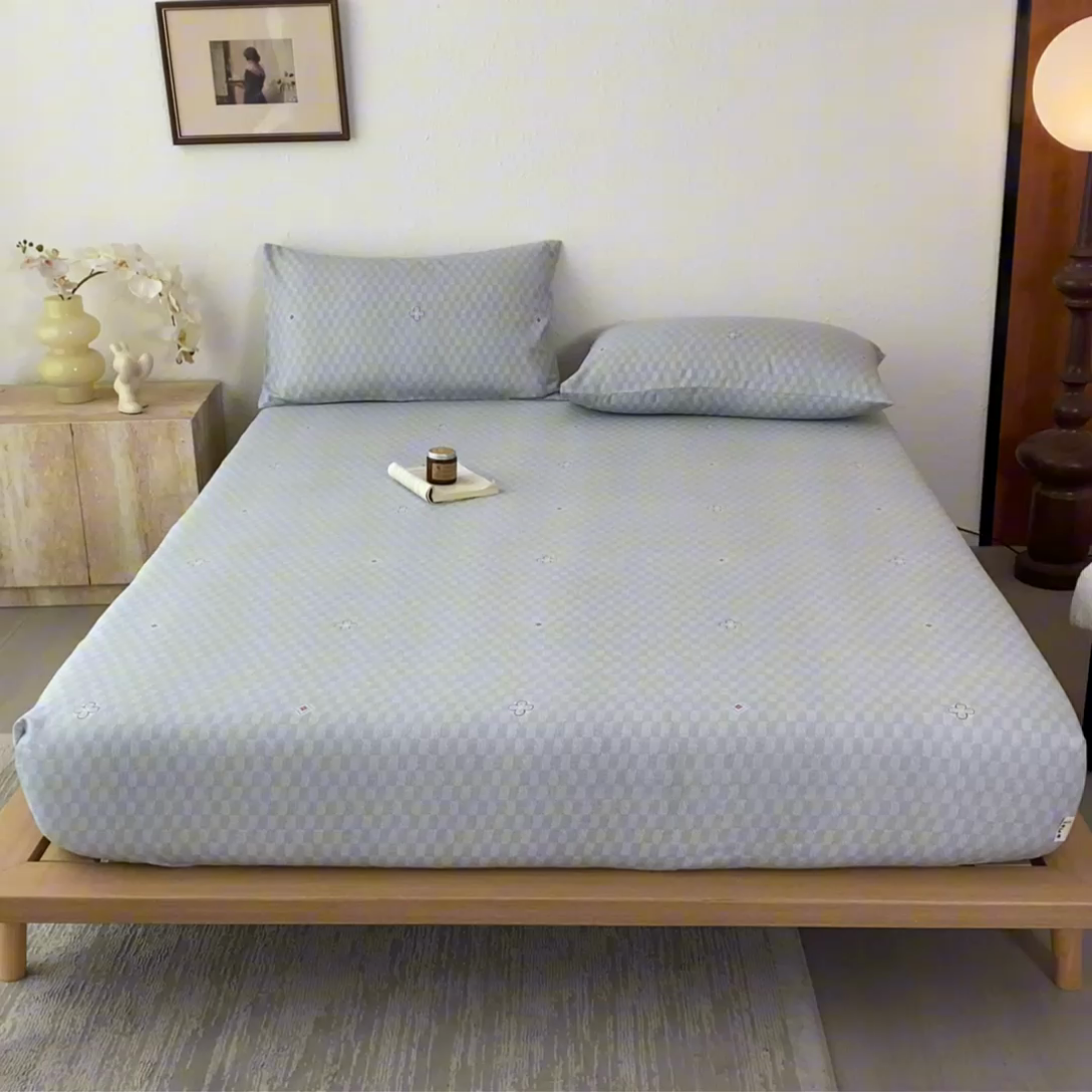 91家纺网 家纺一手货源 找家纺 九亭家纺 2025新款A类全棉老粗布单床笠 花韵