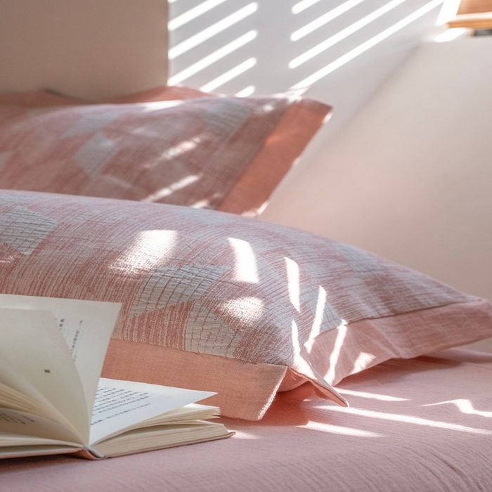 91家纺网 家纺一手货源 找家纺 （总）璞素2025新款全棉色织三层纱四件套