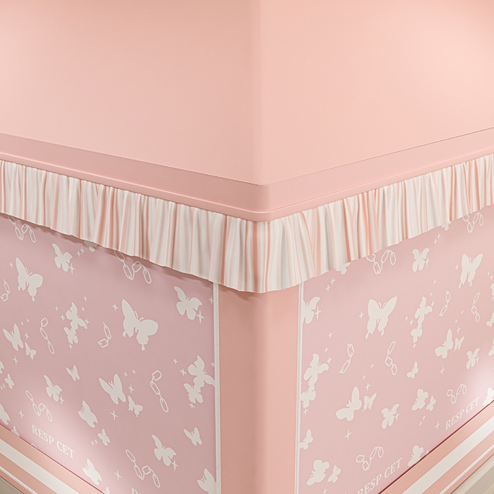 91家纺网 家纺一手货源 找家纺 冉美家纺 2025新款屋顶式遮光防尘防摔蚊帐 缤纷蝴蝶-樱花粉