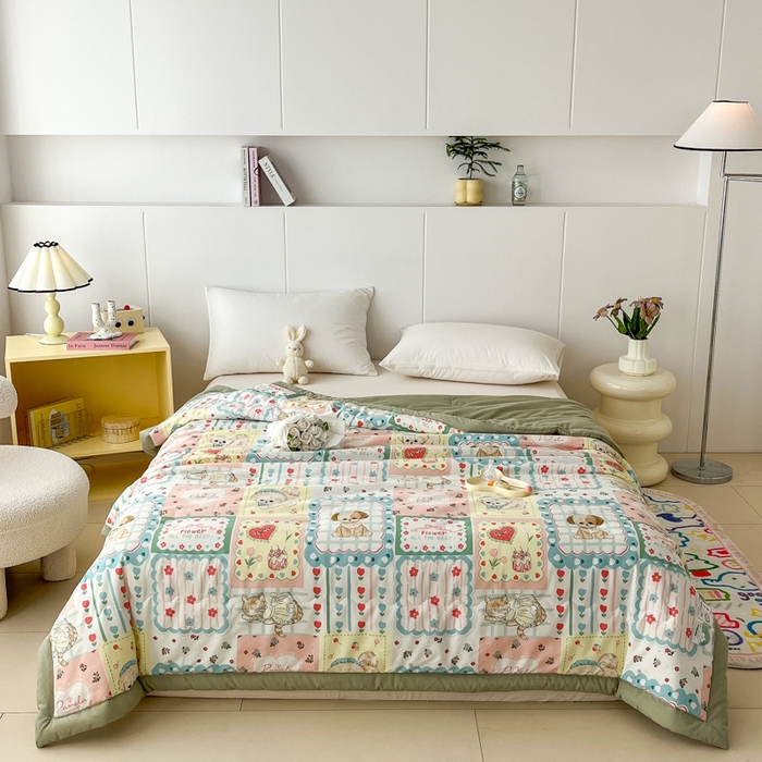 91家纺网 家纺一手货源 找家纺 （总）爱宝被业 2025新款亲肤棉印花100%新疆棉花夏被空调被