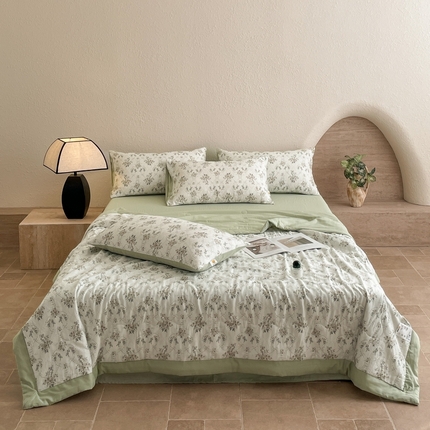 91家纺网 家纺一手货源 找家纺 （总）慕晨 2025新款全棉双层纱四件套莱赛尔夏被莱赛尔夏被四件套天丝夏凉被直播