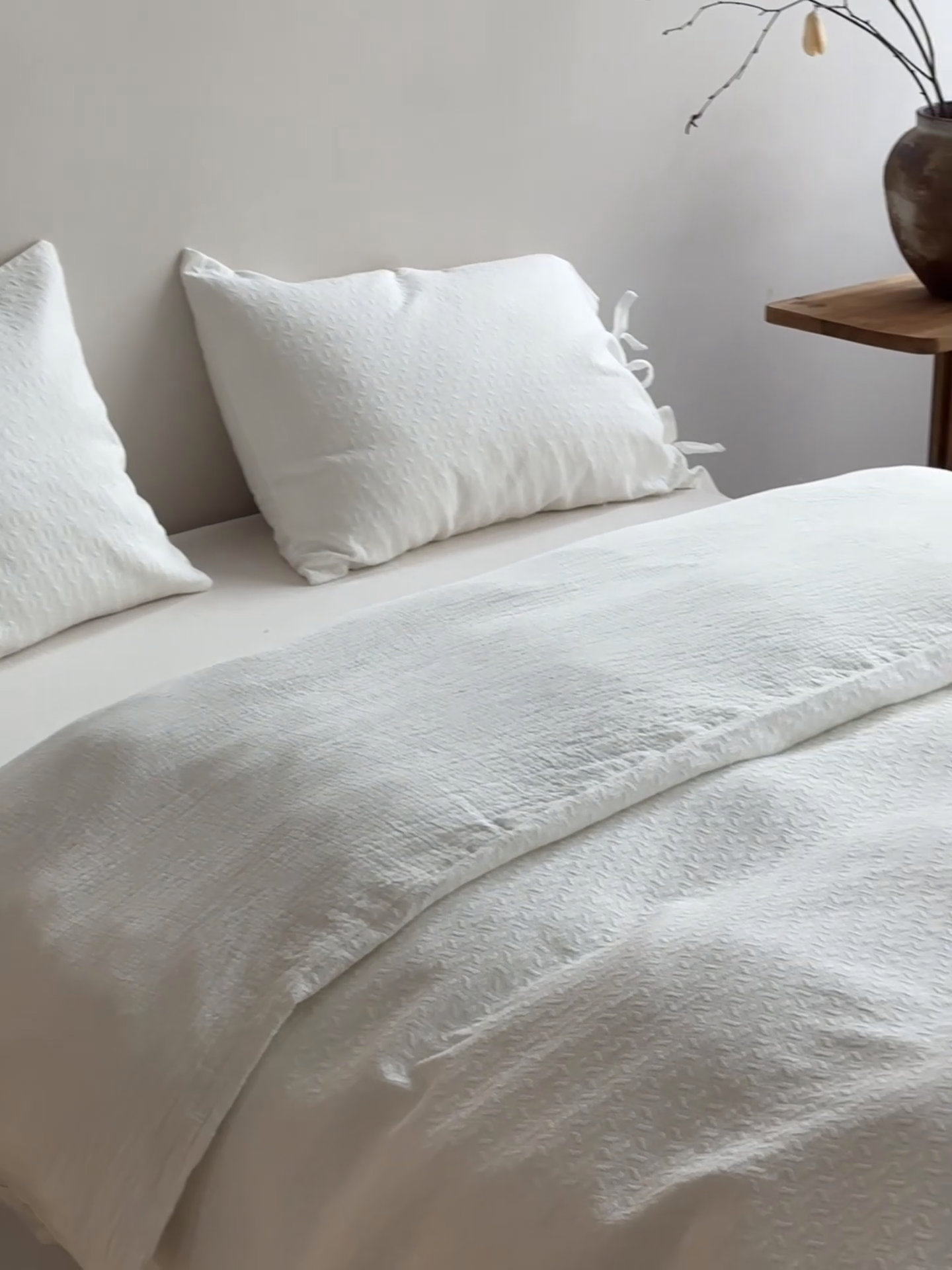 91家纺网 家纺一手货源 找家纺 璞素2025新款全棉色织三层纱四件套-半谷·清荷 半谷