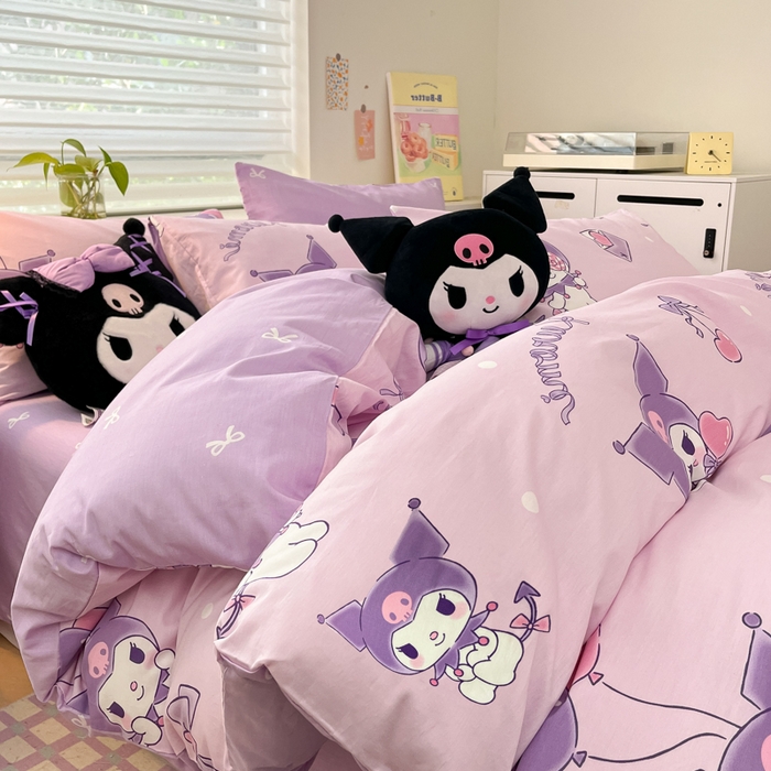 91家纺网 家纺一手货源 找家纺 暮思家居 2025新款正版授权三丽鸥全棉四件套系列四件套 气球库洛米