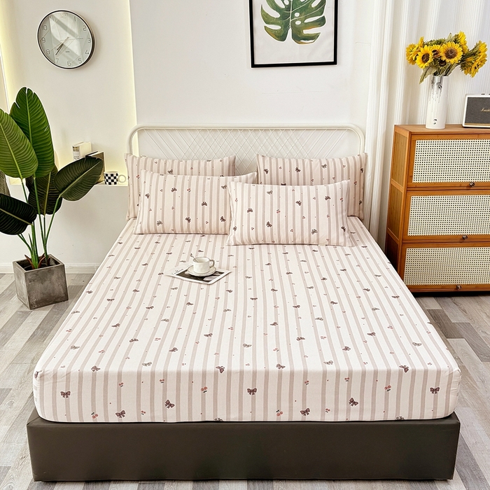 91家纺网 家纺一手货源 找家纺 伊而梦蚊帐 2025新款原棉老粗布床笠 蝴蝶结