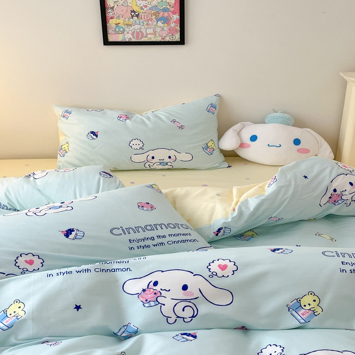 91家纺网 家纺一手货源 找家纺 暮思家居 2025新款正版授权三丽鸥全棉四件套系列四件套 奶牛大耳狗