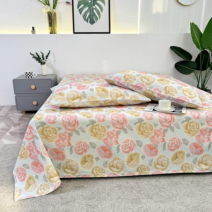 91家纺网 家纺一手货源 找家纺 伊而梦蚊帐 2025新款原棉老粗布床单 画屏春