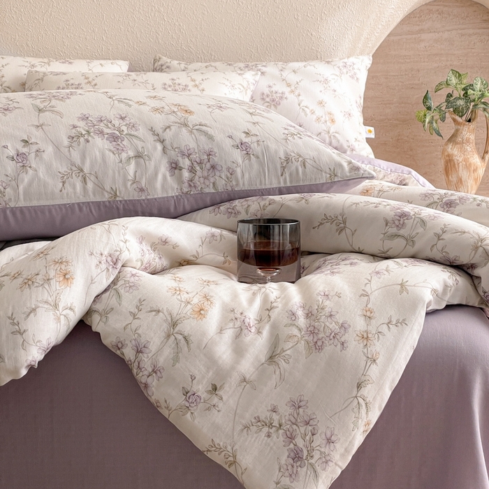 91家纺网 家纺一手货源 找家纺 慕晨 2025新款全棉双层纱四件套莱赛尔夏被莱赛尔夏被四件套天丝夏凉被直播 沫香