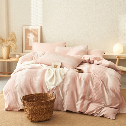 趣色2025新款A类全棉色织大提花四件套 洛川-粉