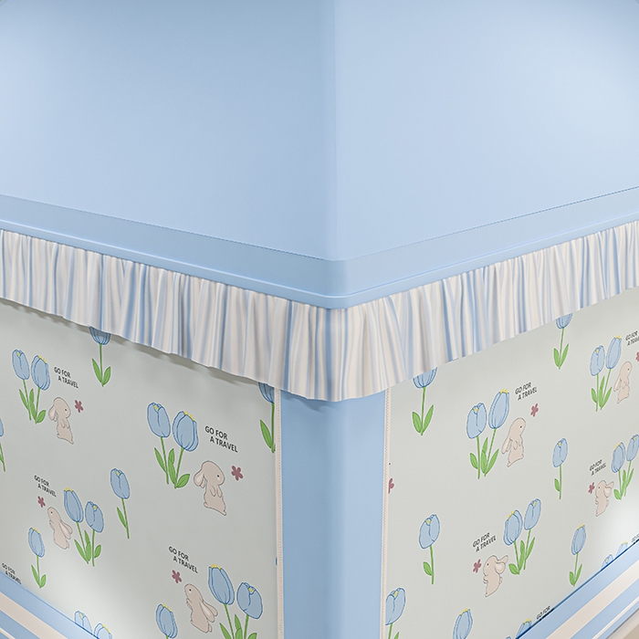 91家纺网 家纺一手货源 找家纺 冉美家纺 2025新款屋顶式遮光防尘防摔蚊帐 旅行兔-优雅蓝