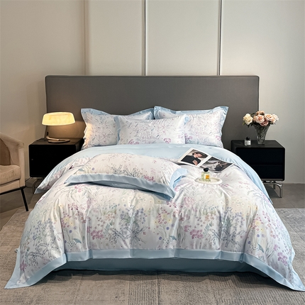 91家纺网 家纺一手货源 找家纺 （总）笙意家纺 2025新款水洗冰丝数码印花宽边四件套