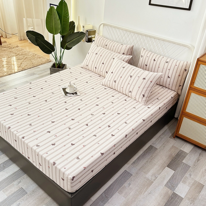 91家纺网 家纺一手货源 找家纺 伊而梦蚊帐 2025新款原棉老粗布床笠 蝴蝶结