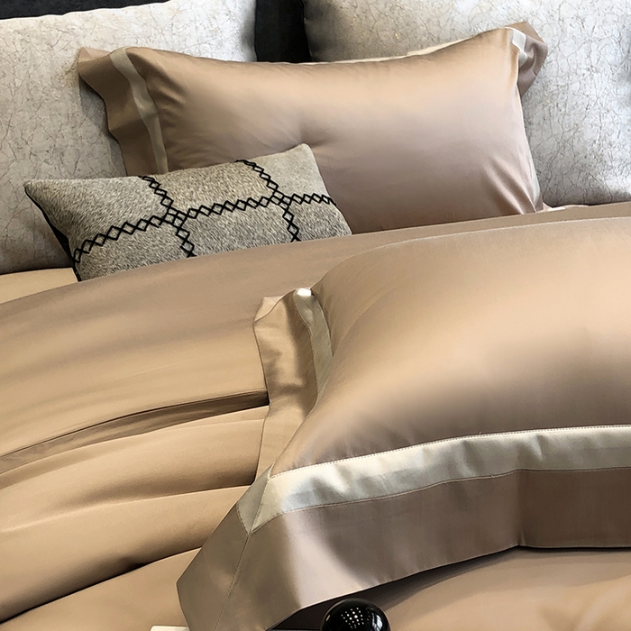 91家纺网 家纺一手货源 找家纺 涞澳家纺 2025新款80天丝棉四件套-凯瑟琳系列 凯瑟琳-摩卡