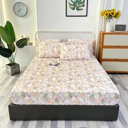 91家纺网 家纺一手货源 找家纺 伊而梦蚊帐 2025新款原棉老粗布床笠 满庭芳