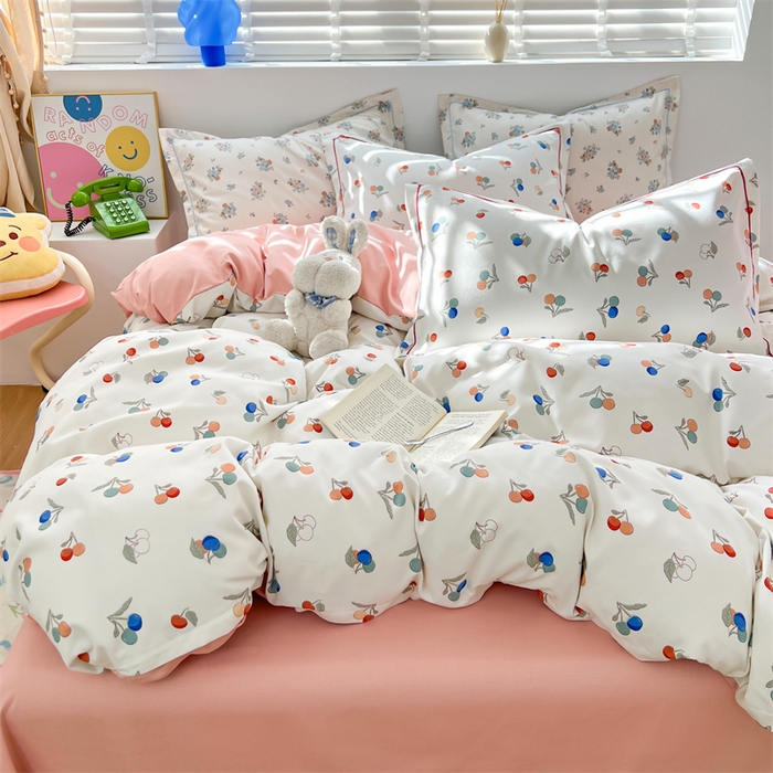 91家纺网 家纺一手货源 找家纺 （总）畅畅家纺 2025新款春夏活性小清新印花云锦棉四件套