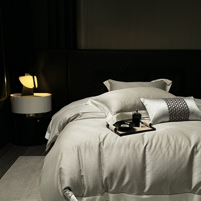 91家纺网 家纺一手货源 找家纺 涞澳家纺 2025新款天丝棉色织提花四件套 丝蕴-绿