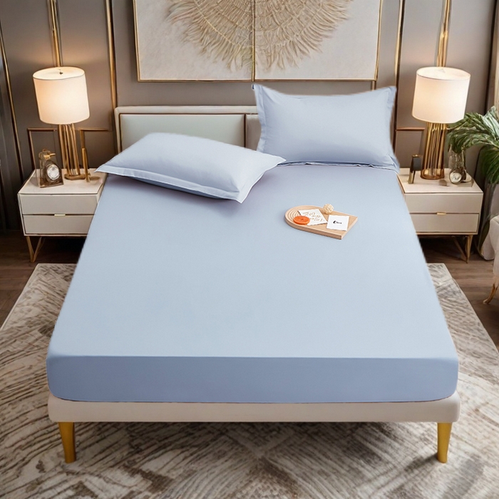 91家纺网 家纺一手货源 找家纺 金喜 2025新款全棉枕套喷气全棉宽边枕套枕头套-优雅系列 优雅-迷雾蓝