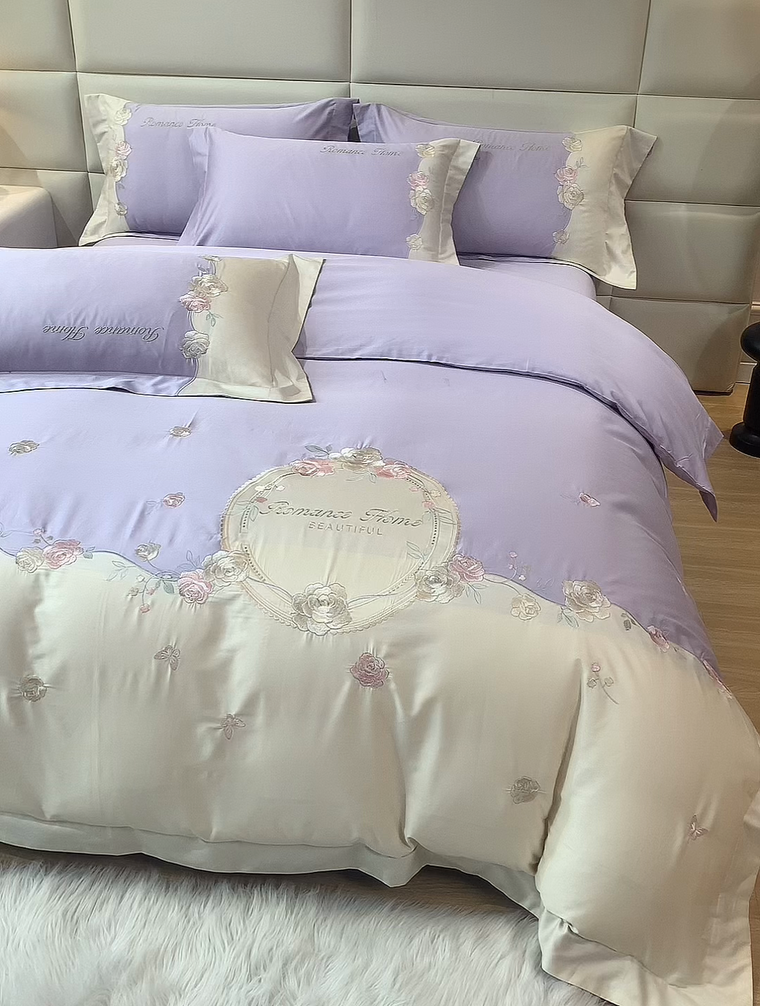 91家纺网 家纺一手货源 找家纺 （总）女子家纺 2025新款高支高密140克磨毛刺绣四件套--浪漫时光