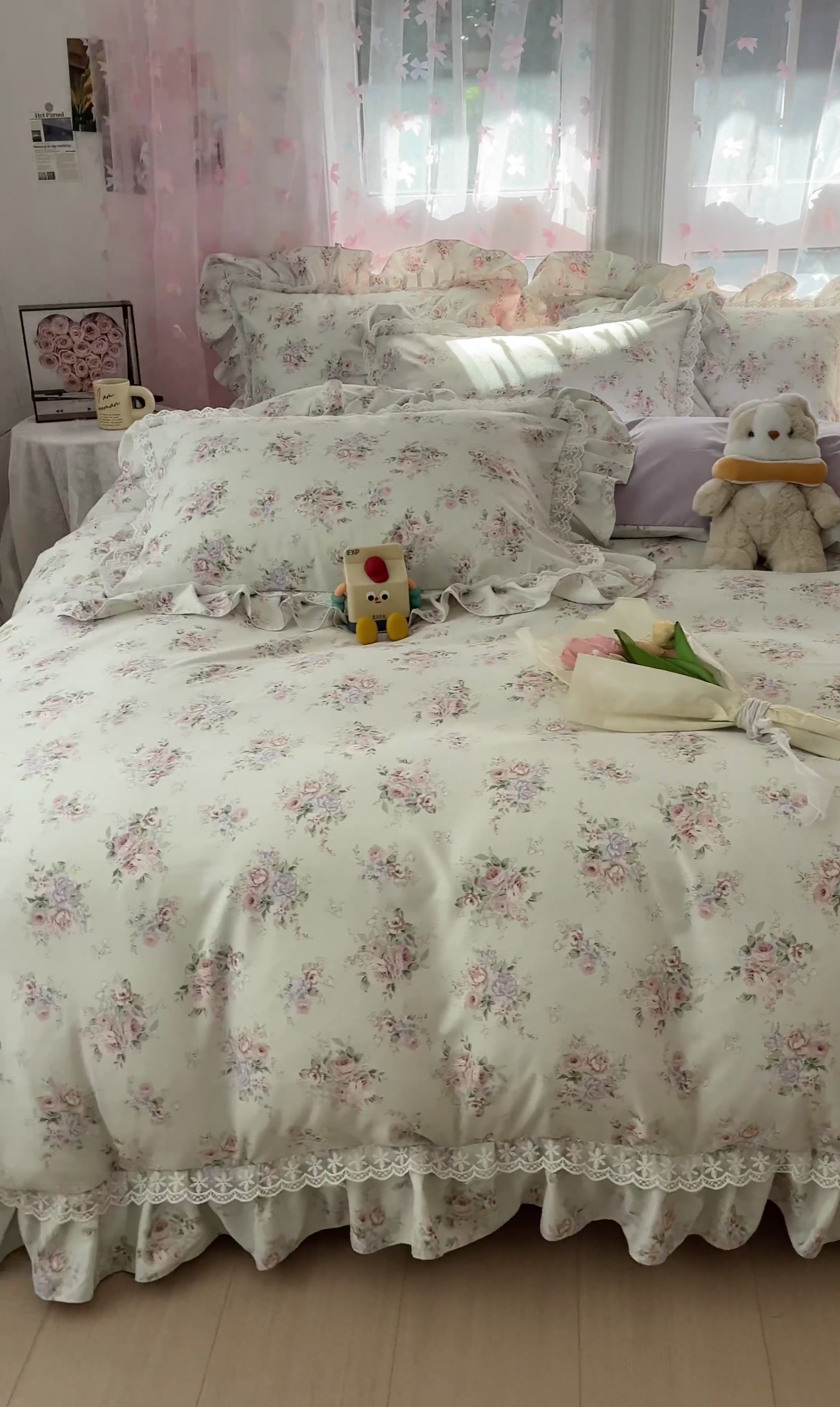 91家纺网 家纺一手货源 找家纺 喜梦缘家纺 2025公主风云柔棉工艺款四件套 晨花浅语