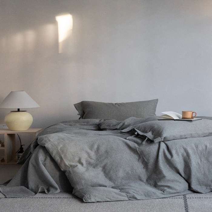 91家纺网 家纺一手货源 找家纺 （总）璞素2025新款全棉色织三层纱四件套-素简