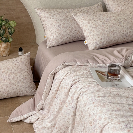 慕晨 2025新款全棉双层纱四件套莱赛尔夏被莱赛尔夏被四件套天丝夏凉被直播 繁时