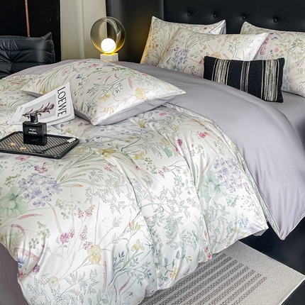 91家纺网 家纺一手货源 找家纺 （总）梦幻之城 2025新款水洗真丝数码印花简易款四件套