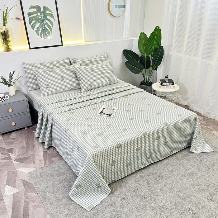 91家纺网 家纺一手货源 找家纺 伊而梦蚊帐 2025新款原棉老粗布床单 方格狗