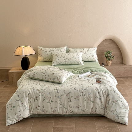 91家纺网 家纺一手货源 找家纺 （总）慕晨 2025新款全棉双层纱四件套莱赛尔纯棉莱赛尔四件套天丝夏季凉感直播