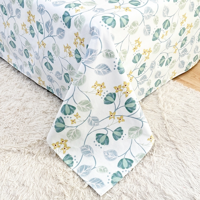 91家纺网 家纺一手货源 找家纺 伊而梦蚊帐 2025新款A类老粗布抗菌床单 挂金锁-绿