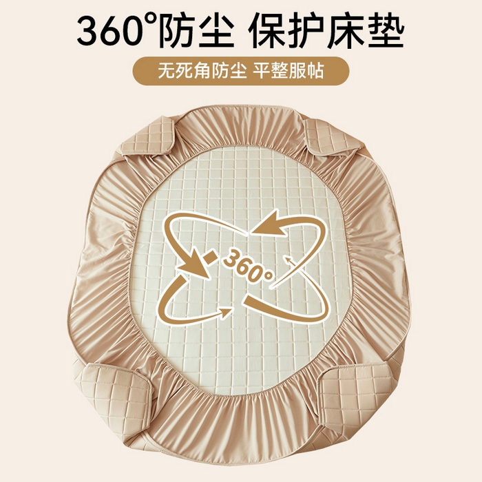91家纺网 家纺一手货源 找家纺 布卢姆床垫 2025新款原棉A类贴标7A抗菌床笠 方格-卡其