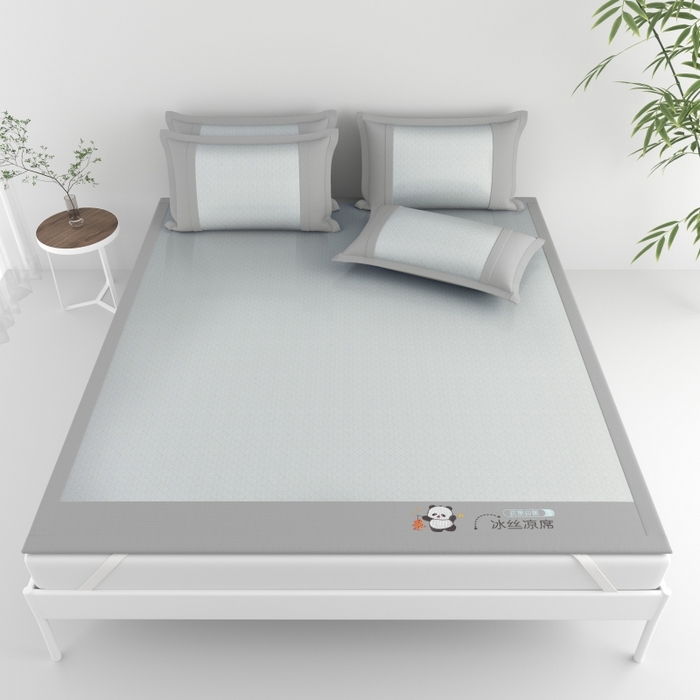 91家纺网 家纺一手货源 找家纺 爱宝被业  2025新款凉感抗菌冰丝席凉席 灰色