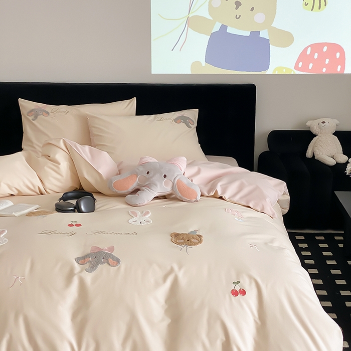 91家纺网 家纺一手货源 找家纺 （总）鹿班家居 2025新品四季款100S长绒棉四件套-欢乐象【标准会员-20元】