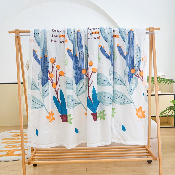 91家纺网 家纺一手货源 找家纺 侨鑫 2025新款亲肤水洗棉夏被宽边 夏日仙人掌