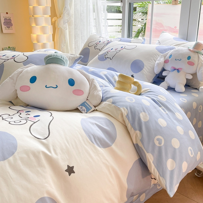 91家纺网 家纺一手货源 找家纺 暮思家居 2025新款正版授权三丽鸥全棉四件套系列四件套 萌萌玉贵狗