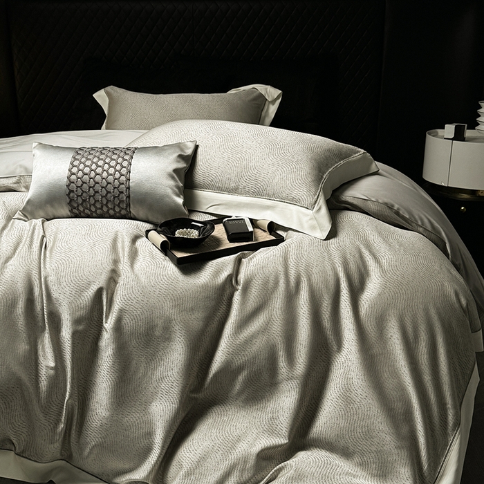 91家纺网 家纺一手货源 找家纺 涞澳家纺 2025新款天丝棉色织提花四件套 丝蕴-绿