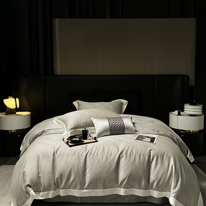 91家纺网 家纺一手货源 找家纺 涞澳家纺 2025新款天丝棉色织提花四件套 丝蕴-绿