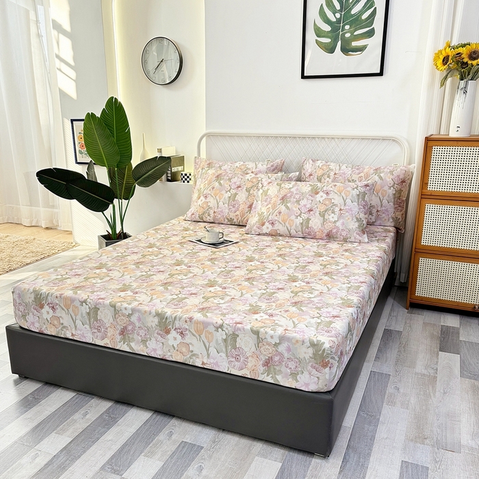 91家纺网 家纺一手货源 找家纺 伊而梦蚊帐 2025新款原棉老粗布床笠 满庭芳