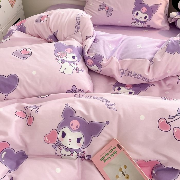 91家纺网 家纺一手货源 找家纺 暮思家居 2025新款正版授权三丽鸥全棉四件套系列四件套 气球库洛米