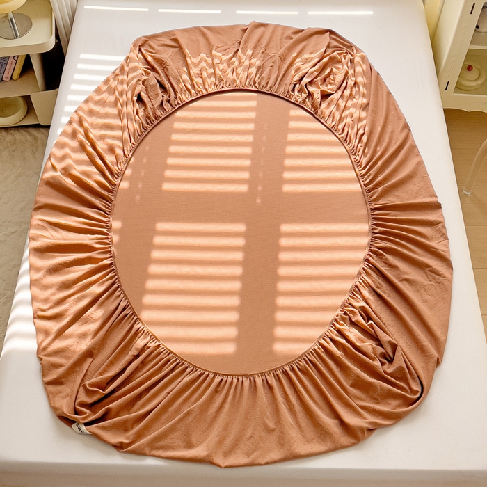 91家纺网 家纺一手货源 找家纺 罗亿家纺 2025新款云感提花双层纱定标minmin(系列)床笠 深咖