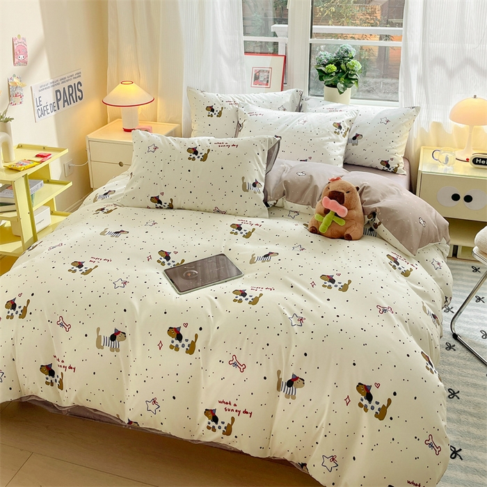 91家纺网 家纺一手货源 找家纺 盛秋家纺 2025新款卡通单被套 腊肠狗+猫爪