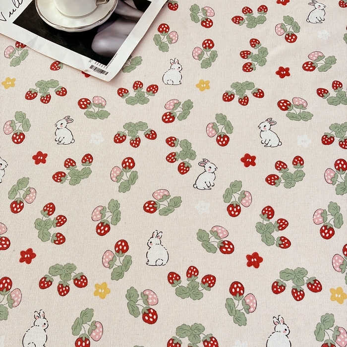 91家纺网 家纺一手货源 找家纺 伊而梦蚊帐 2025新款原棉老粗布床笠 草莓兔