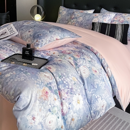 91家纺网 家纺一手货源 找家纺 （总）梦幻之城 2025新款水洗真丝数码印花简易款四件套