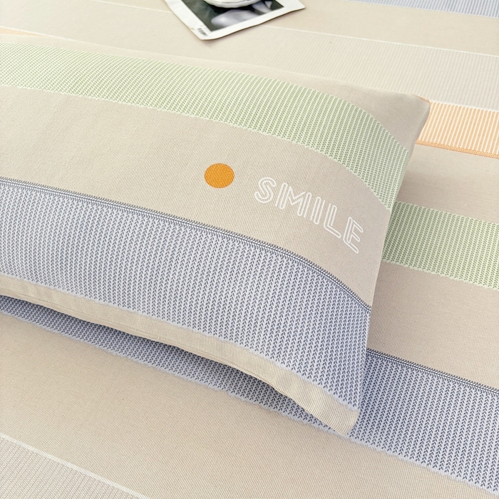 91家纺网 家纺一手货源 找家纺 伊而梦蚊帐 2025新款原棉老粗布床笠 条纹彩