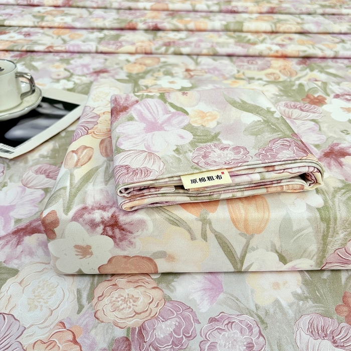 91家纺网 家纺一手货源 找家纺 伊而梦蚊帐 2025新款原棉老粗布床单 满庭芳